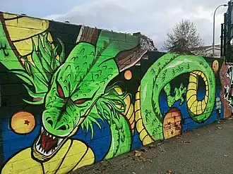 Graffiti de Shenron à Vic, en Espagne.