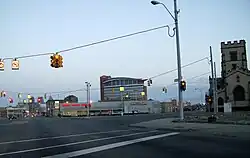 Scène d'une ville moderne : rues, bâtiments...