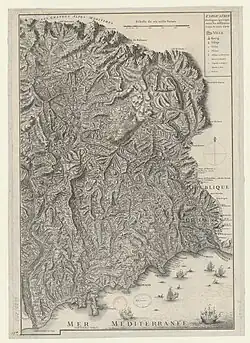Grande carte des Alpes de Jean Villaret (1758).