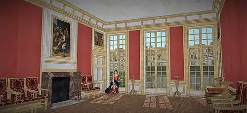 Restitution de la Grande chambre de Mme Louvois, premier étage de l'Hôtel Louvois, 1690