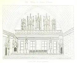 Grande salle des Procureurs ; gravure de la « France historique et monumentale » de Jean-Abel Hugo (1836).