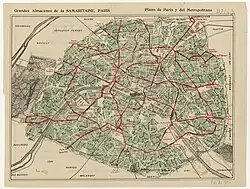 Plano de Paris y del Metropolitano, 1914.