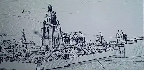 Notre-Dame de Dole et son clocher d'origine (1596), par Hugues Sambin.