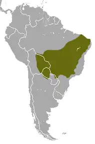 Carte d'Amérique du Sud avec une vaste tache verte qui s'étend en gros du centre vers le nord-est