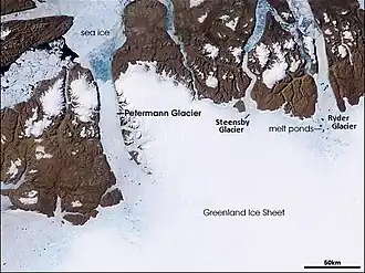 Vue satellite du glacier Petermann