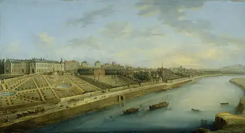 Quai vers 1750 face au château de Boulainvilliers.