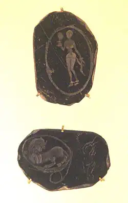 Céramique grise gravée, Virampatnam-Arikamedu, Ier&nbsp;siècle de notre ère. Musée Guimet.