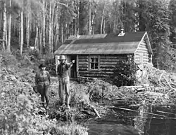 Anahareo and Grey Owl at Beaver Lodge, Lake Ajawaan, Saskatchewan