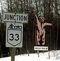 Panneau de jonction sur la route 43