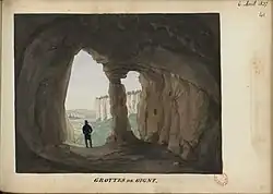 Désiré Monnier, Grotte de Gigny, 1836, album II, p. 52, aquarelle, bibliothèque municipale de Besançon