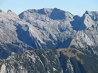 Vue de la Grubenkarspitze depuis la Kaskarspitze.