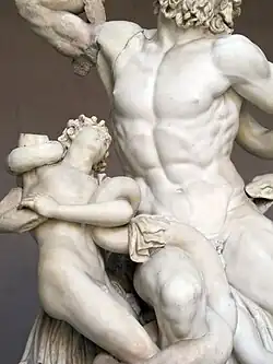 Groupe du Laocoon étouffé par un serpent géant. Vers 40 AEC. Étudié par Michel-Ange lors de sa découverte en 1506. Musée Pio-Clementino, cité du Vatican