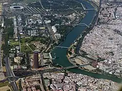 Un quartier de Séville vu du ciel.