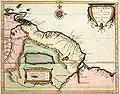 Hessel Gerritsz, Carte du Guyana de 1625, avec lac Parimé.