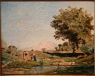 Paul-Camille Guigou,Deux lavandières devant la Sainte-Victoire.