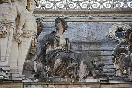 L’Industrie, Lyon, palais de la Bourse, façade nord.