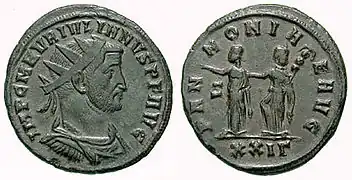 monnaie, face buste impérial, revers couple féminin