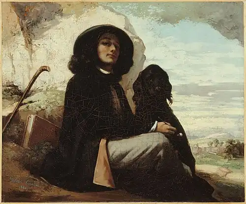 Gustave Courbet, Autoportrait au chien noir (1841).