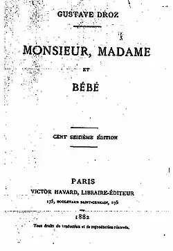 Monsieur, madame et bébé.Page titre de la 116e édition parue en 1882.