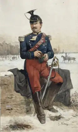 Portrait de lancier Second Empire, aquarelle, s.d.