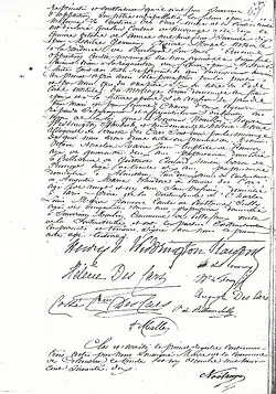 Seconde page de l'acte de mariageavec les signatures.Archives départementales du Pas-de-Calais.