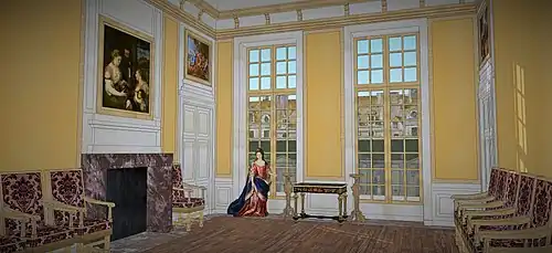 Restitution de l'antichambre de Mme Louvois, premier étage de l'Hôtel Louvois, 1690