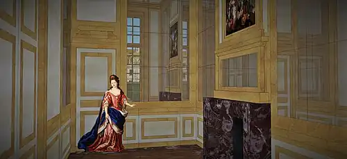 Restitution du Cabinet des miroirs de Mme de Louvois, au bout de l'enfilade du premier étage de l'Hôtel Louvois, 1690.