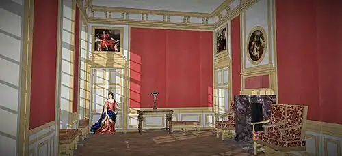 Restitution de la chambre à coucher de Mme Louvois, premier étage de l'Hôtel Louvois, 1690