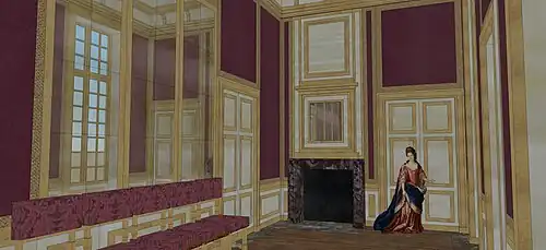 Restitution du Cabinet sur cour de Mme Louvois, premier étage de l'Hôtel Louvois, 1690