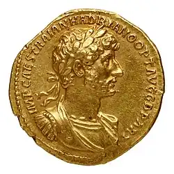 Aureus d'Hadrien. Frappé à Rome en 117-118 EC.BnF, département Monnaies, médailles et antiques