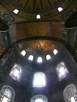Mosaïque de la Théotokos (la Vierge et l'Enfant) inaugurée le 29 mars 867 à Sainte-Sophie