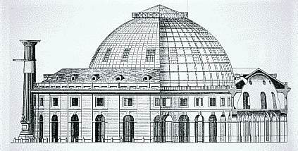 La halle aux blés après les travaux de Bélanger et Brunet (1re&nbsp;moitié du XIXe&nbsp;siècle).