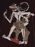 Marionnette d'Hanumān en cuir du wayang kulit, le théâtre d'ombres javanais.