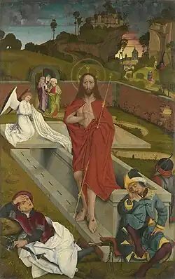 Résurrection du Christ (Verso : Apôtres Barthélemy et Jacques), vers 1465, Bavarian State Painting Collections&nbsp;(en).