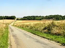 La RD 188 à l'est du village.