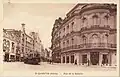 Carte postale ancienne montrant un tramway électrique, rue de la Sellerie