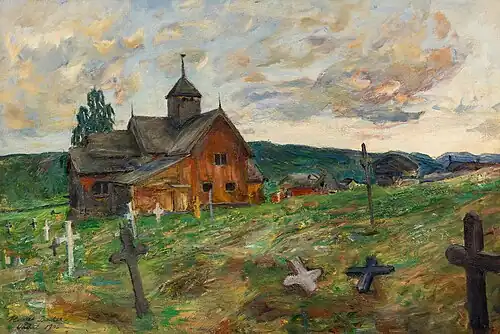 Église d'Udval : extérieur, 1906 (Collection particulière)