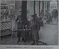 En 1920 à Francfort-sur-le-Main sour les arcades de la Haupwache avec des mitrailleuses Hotchkiss modèle 1914.