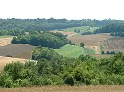 Vue du vallon des Parquets depuis le plateau surplombant le château de Thoix.