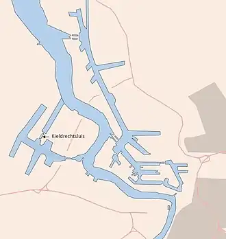 Position de l'écluse de Deurganckdok