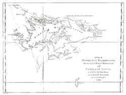 Carte des îles Malouines de 1773, titrée «&nbsp;A chart of Hawkins's Maidenland&nbsp;»