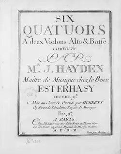 page de titre de partition Haydn