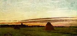 Claude Monet : Meules à Chailly au soleil couchant, 1865