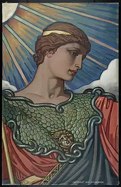 Tête de Minerve, Elihu Vedder, 1896, étude préparatoire, huile sur toile, 125&nbsp;×&nbsp;80&nbsp;cm.