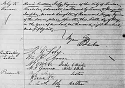 Acte de mariage entre Henri Gustave Joly et Margaretta Josepha Gowen. 6 mai 1856. Paroisse Holy Trinity Anglican Cathedral de la ville de Québec.