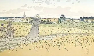 Henri Rivière : Le bourg de Perros-Guirec (lithographie, non daté).