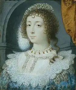 Henriette-Marie de France, reine consort d'Angleterre, miniature de John Hoskins