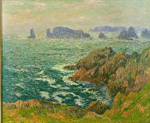 Henry Moret : L'Île d'Ouessant, la chaussée Keller (1897, musée Lambinet, Versailles).