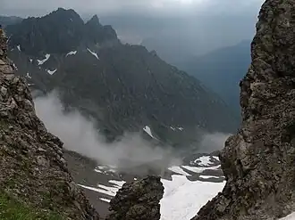 Vue de la Hermannskarspitze depuis le Krottenkopfscharte.