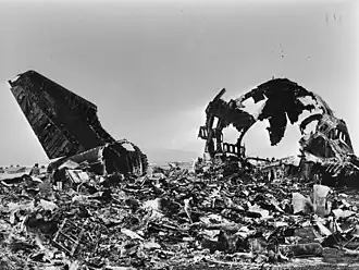 Les restes carbonisés d'un des deux Boeing 747 après la catastrophe de Ténérife.